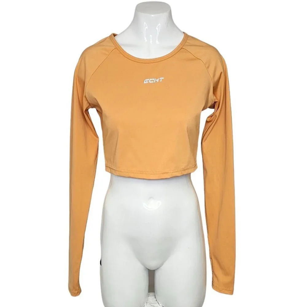 ECHT Women's Long Sleeve Crop Top Size Large Athletic Activewear